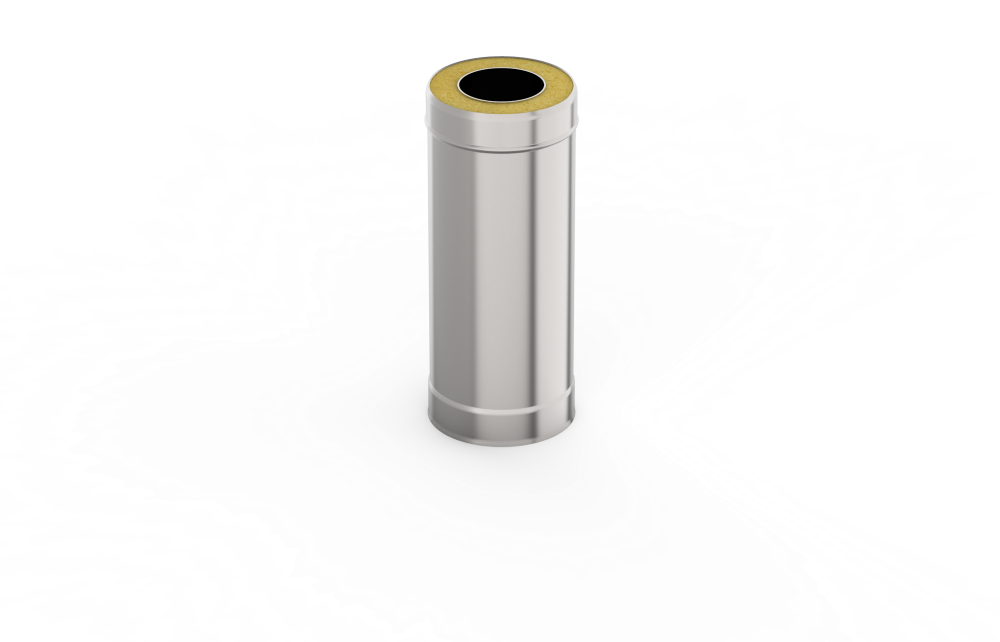 Izolētā dūmvada caurule (D = 150/220; L = 0,5 m; nerūsējošais tērauds 1mm/0,5 mm)