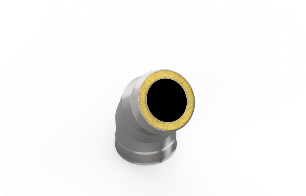 Izolēts dūmvada caurules līkums (leņķis 45°, D = 115 mm/200 mm)