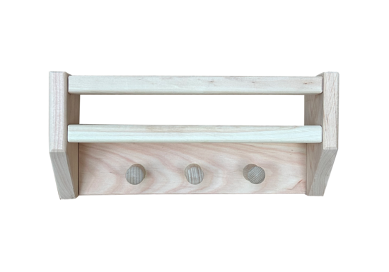 Wooden shelf with 3 hooks (linden)