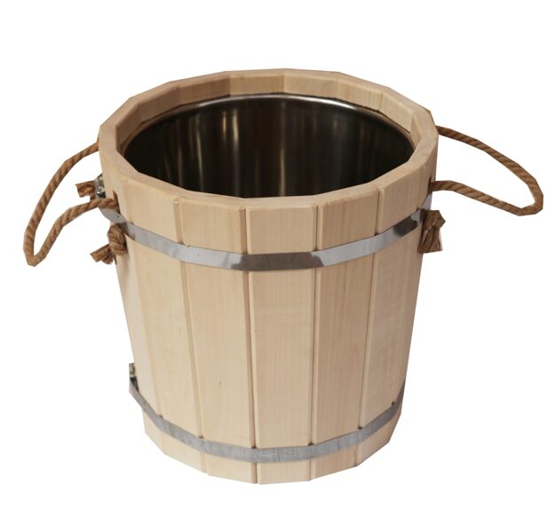 Koka spainis pirtij ar nerūsējošā tērauda ieliktni (15 l; melnalksnis)