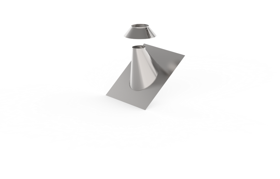 Dūmvada izeja caur jumtu ar atloku un hermētisko blīvi (30°, D = 220 mm)