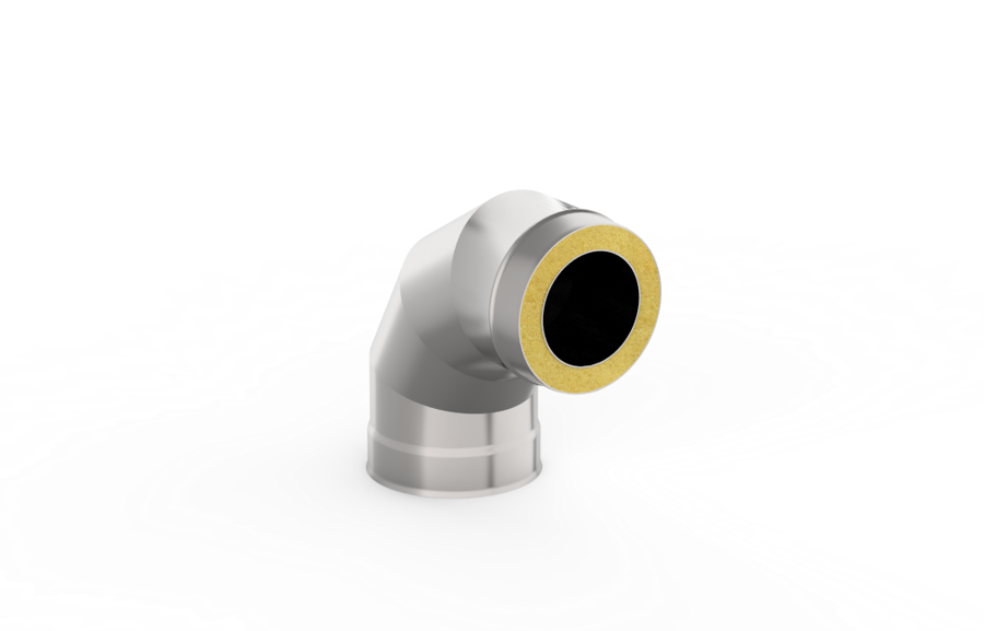 Izolēts dūmvada caurules līkums (leņķis 90°, D = 150 mm/220 mm)