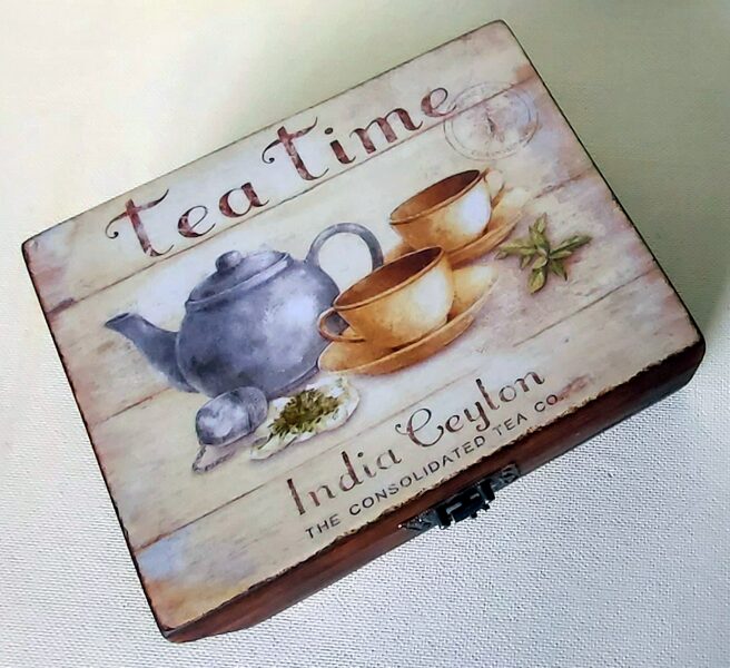 Деревянная шкатулка для чая "Tea Time" (ручная работа)