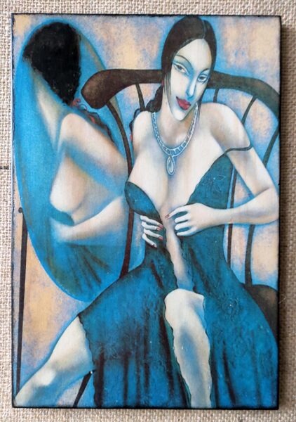 Koka panno "Sieviete zilā" (roku darbs)