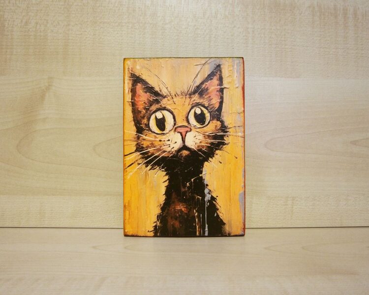 Wooden panel "Cat" (handmade)