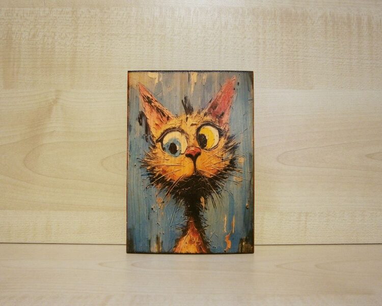 Wooden panel "Cat" (handmade)