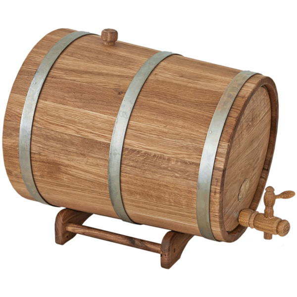 Cone-shaped oak barrel on stand (30 l)