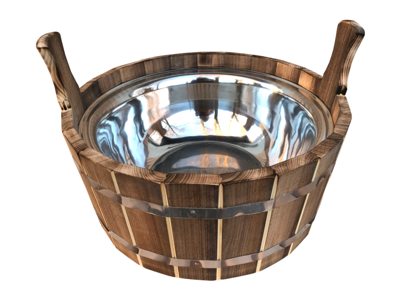 Sauna pail with stainless steel insert (17 l; linden, tinted with burning technique)