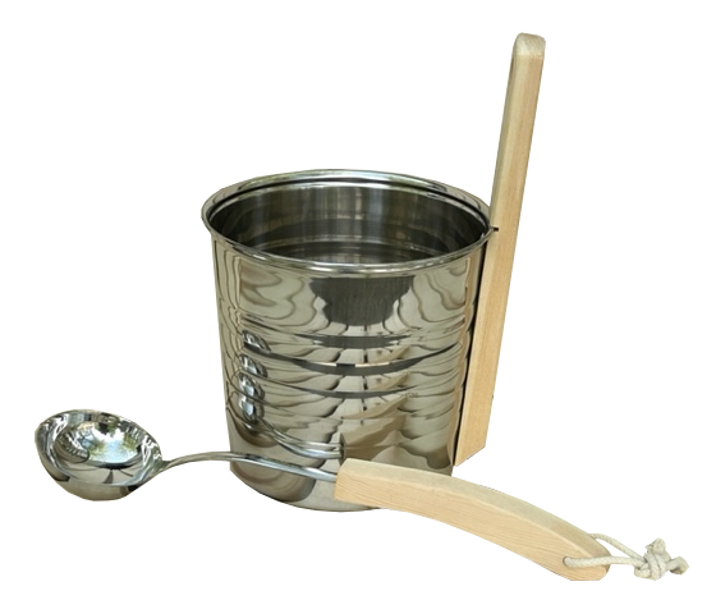 Sauna pail (4 l) and sauna ladle (stainless steel)