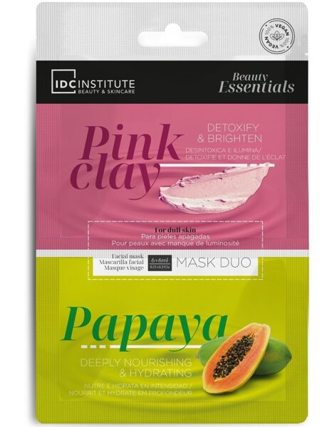 DUO sejas masku komplekts: rozā māls un papaija (22 g)